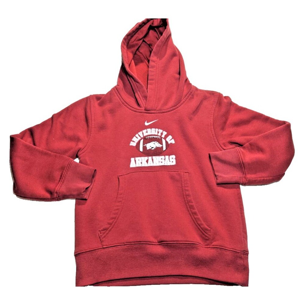 NIKE Arkansas Razorbacks Hoodie Childs boys size 6 Red Football Team pocket